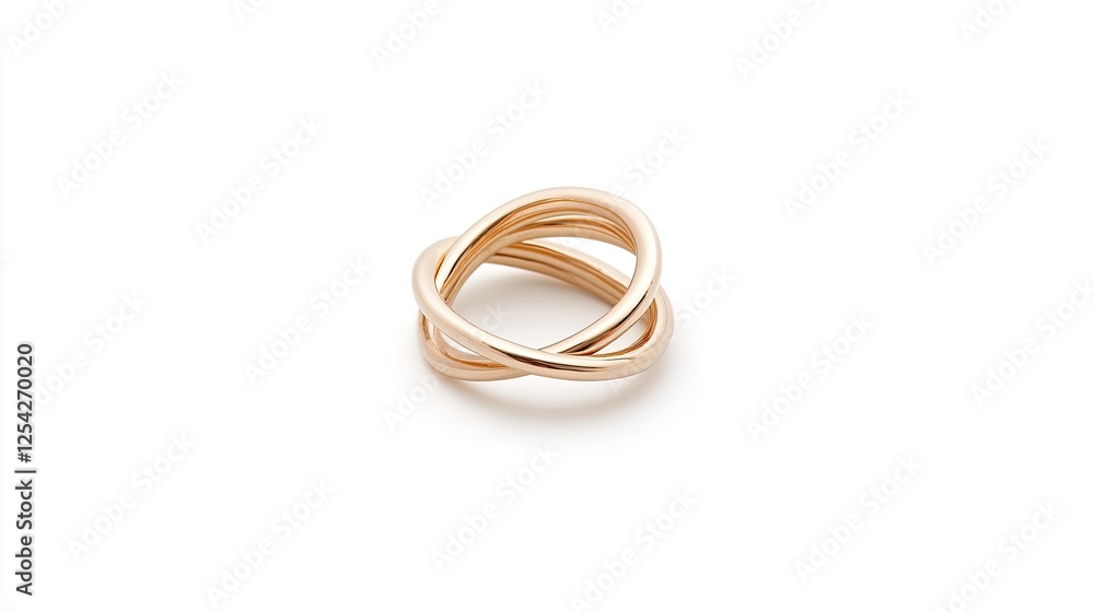 Elegant intertwined gold rings on a soft white background, showcasing modern jewelry design Elegant intertwined gold rings on a soft white background, showcasing modern jewelry design