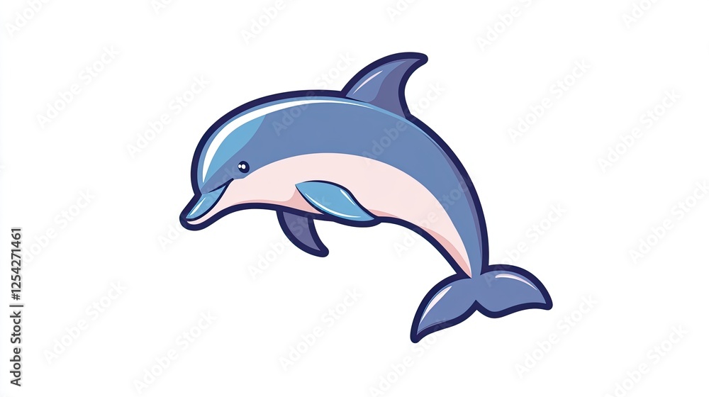 Naklejka premium Playful dolphin illustration leaping joyfully in a vibrant underwater scene