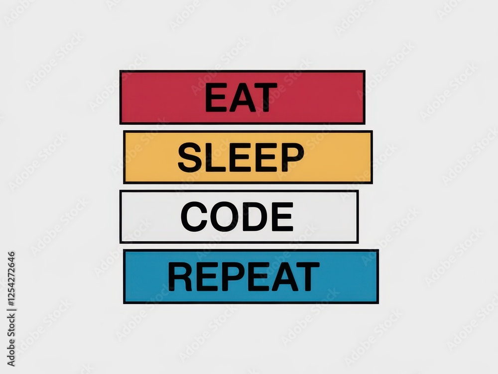 Fototapeta premium Eat, sleep, code, repeat - a mantra for programmers and tech enthusiasts