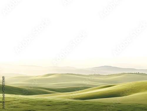 Serene Rolling Hills Landscape, Green Meadow Scenery
