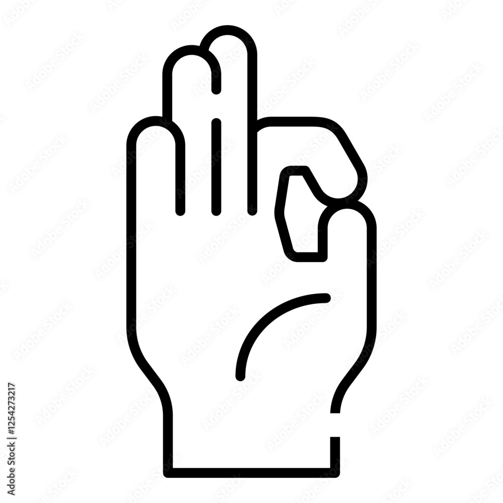 Okay hand gesture, ok hand sign black line icon Okay hand gesture, ok hand sign black line icon