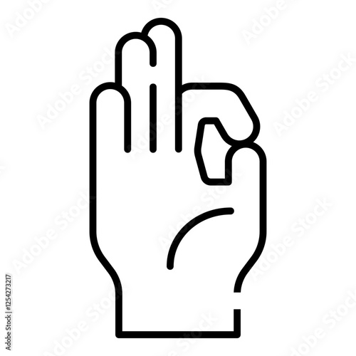 Okay hand gesture, ok hand sign black line icon