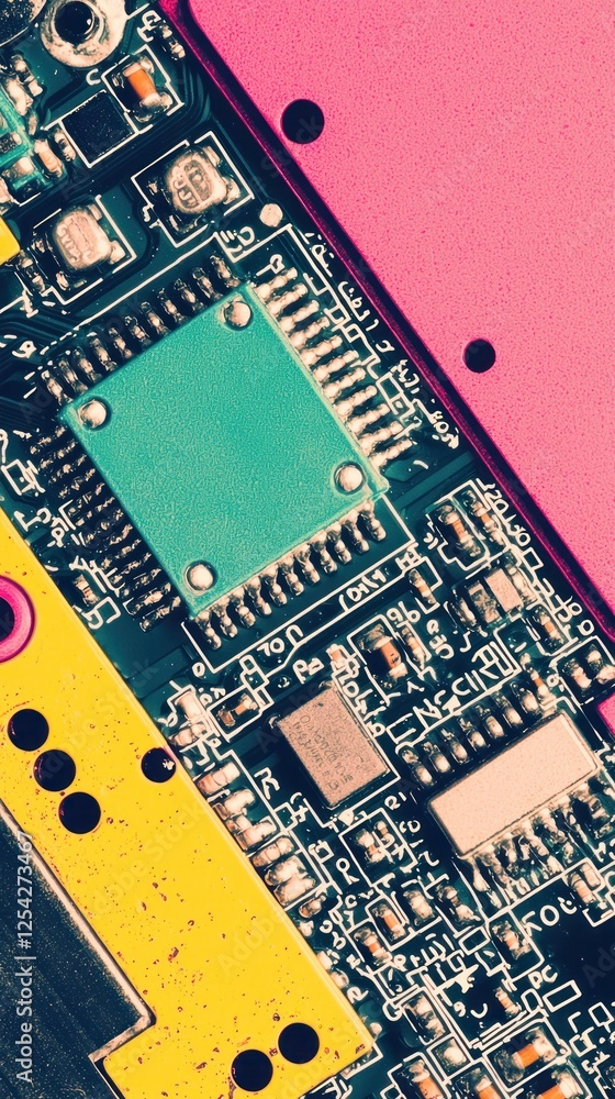 Closeup of colorful electronic circuit board Closeup of colorful electronic circuit board