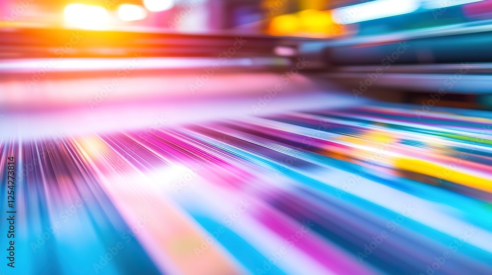 blurred large printing presses run efficiently, creating vibrant materials blurred large printing presses run efficiently, creating vibrant materials