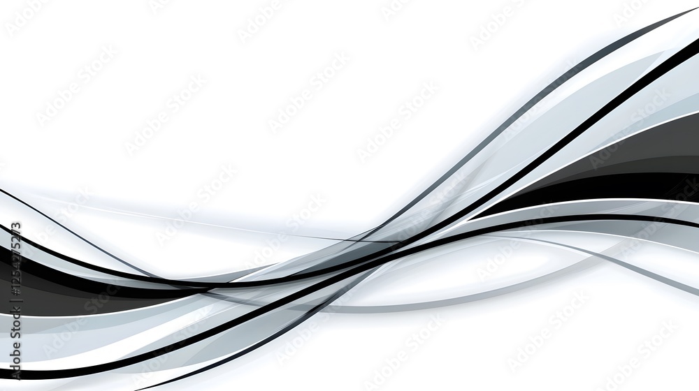 Fototapeta premium Elegant Curves of Black and White Abstract Wave Patterns