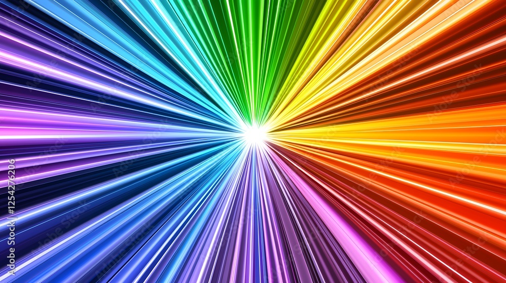 Obraz premium Vibrant Light Rays Radiating from Center in Spectrum of Colors