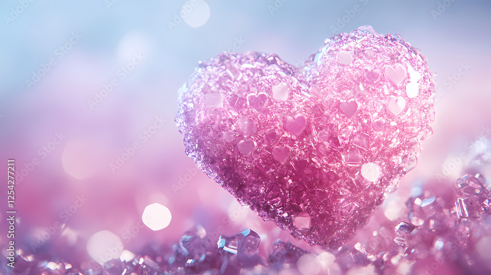 Obraz premium Dreamy Pink Crystal Heart with Soft Background