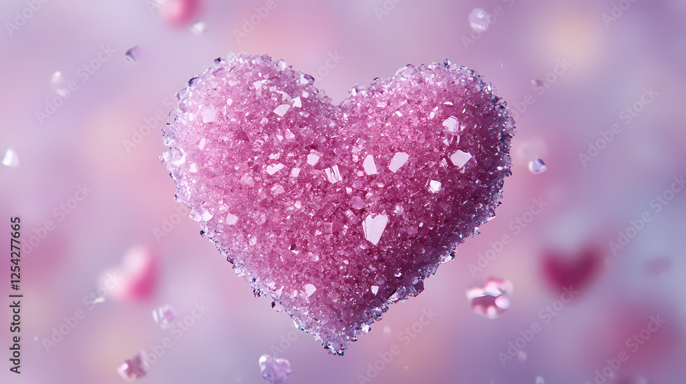 Fototapeta premium Pink Heart with Cracks and Purple Hues