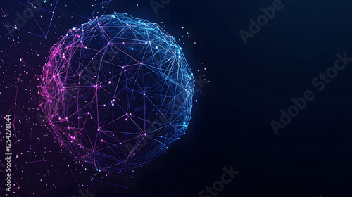 Abstract Futuristic Sphere of Connected Dots and Lines, Global Network Concept