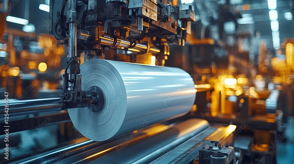 Industrial Machinery with Large Roll of Paper Industrial Machinery with Large Roll of Paper