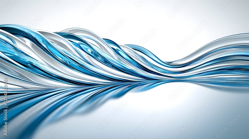 Flowing Blue Waves of Water Abstract Design on a Smooth Surface Flowing Blue Waves of Water Abstract Design on a Smooth Surface