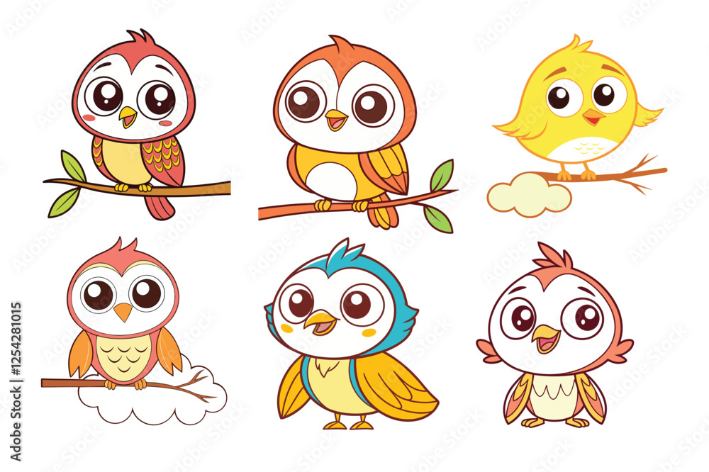 Fototapeta premium A Bundle of Cute Bird vector cartoon illustration Easter day