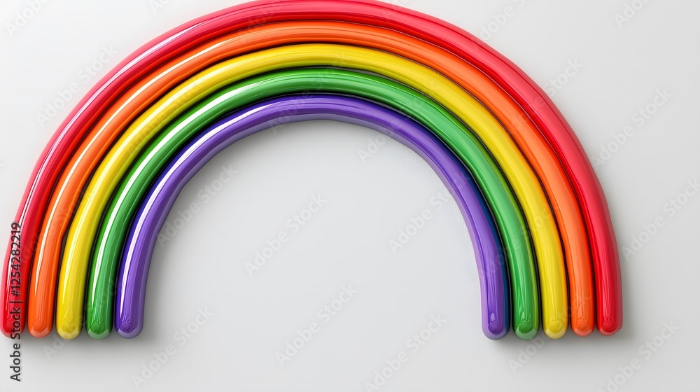 Obraz premium Colorful Rainbow Made of Smooth and Shiny Plastic Tubes on White Background