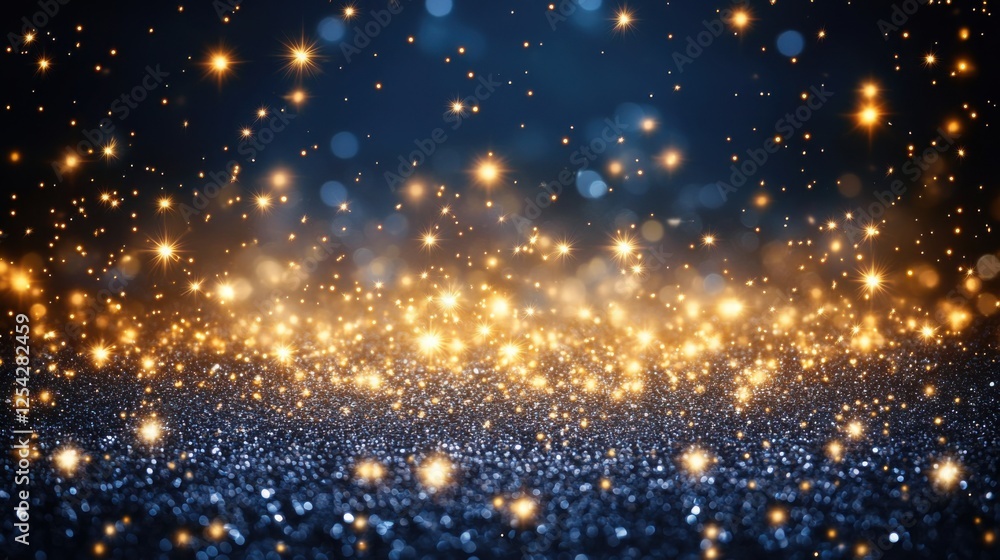 Obraz premium Sparkling Glitter Background with Shimmering Lights and Bokeh Effect for Festive Occasions
