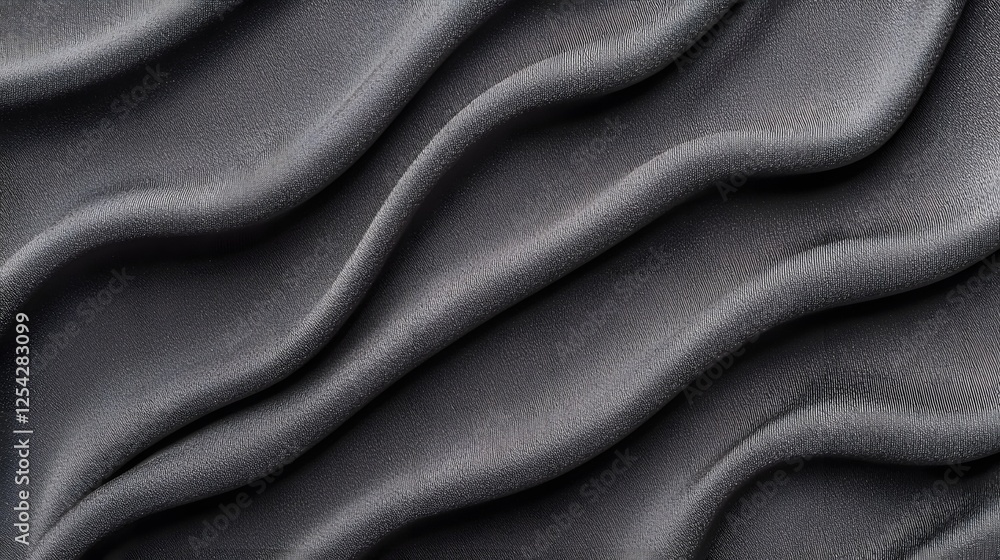 Fototapeta premium Luxurious Black Fabric Texture with Soft Waves and Depth
