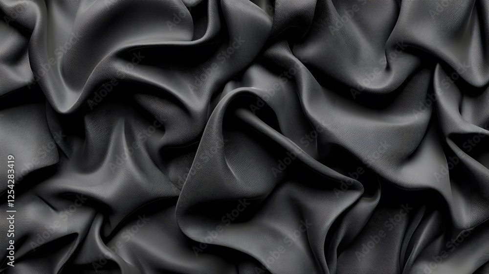 Obraz premium Luxurious Black Fabric Texture with Dramatic Drapery and Creases