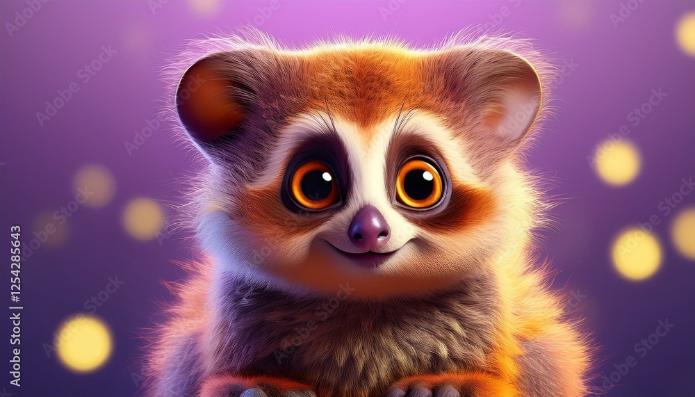 Süßes Loris, lila Hintergrund Süßes Loris, lila Hintergrund