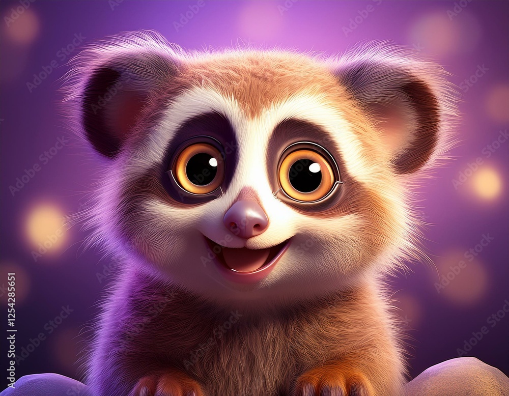 Süßes Loris, lila Hintergrund Süßes Loris, lila Hintergrund