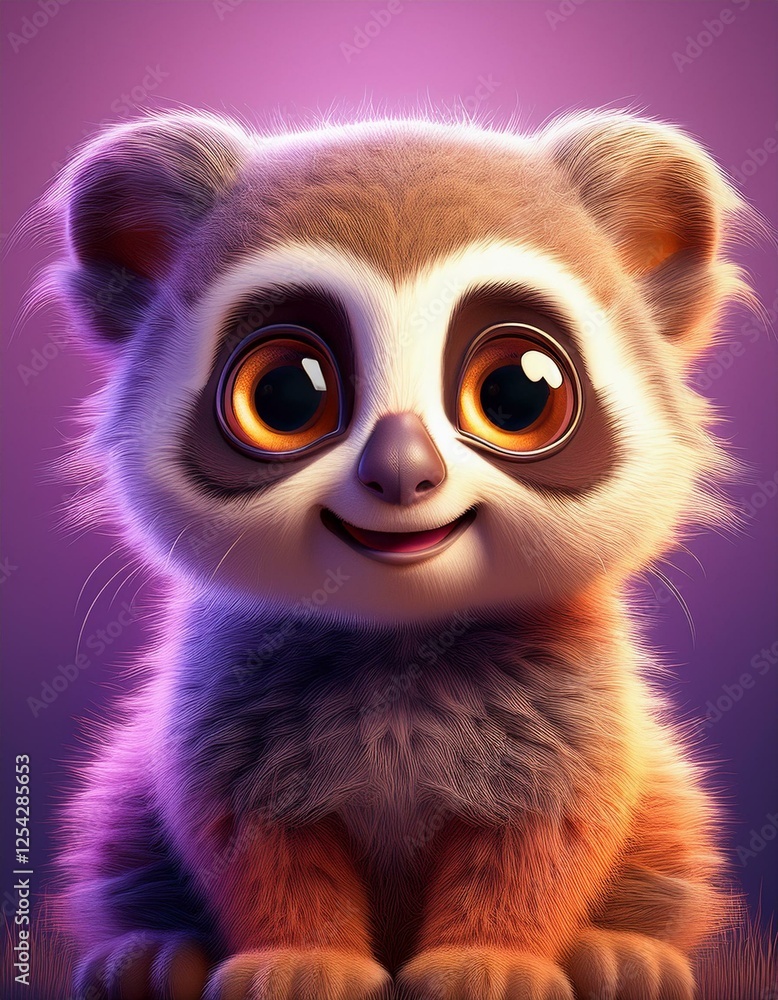 Niedliches Loris, lila Hintergrund Niedliches Loris, lila Hintergrund