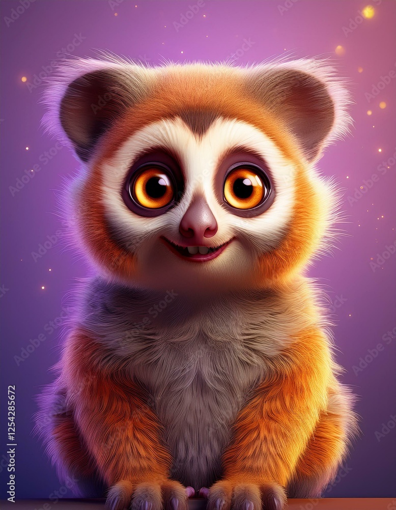 Niedliches Loris, lila Hintergrund Niedliches Loris, lila Hintergrund