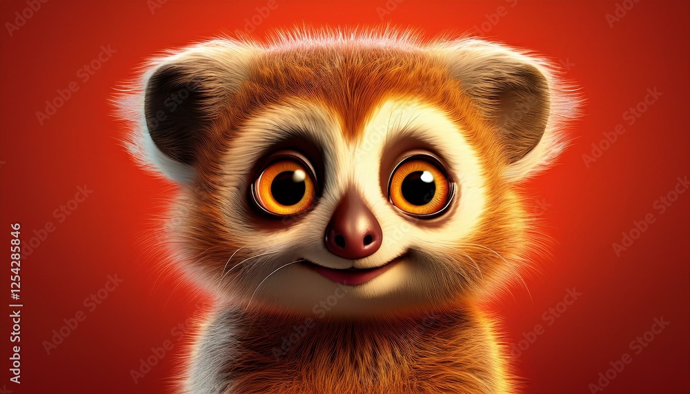Niedliches Loris, roter Hintergrund Niedliches Loris, roter Hintergrund