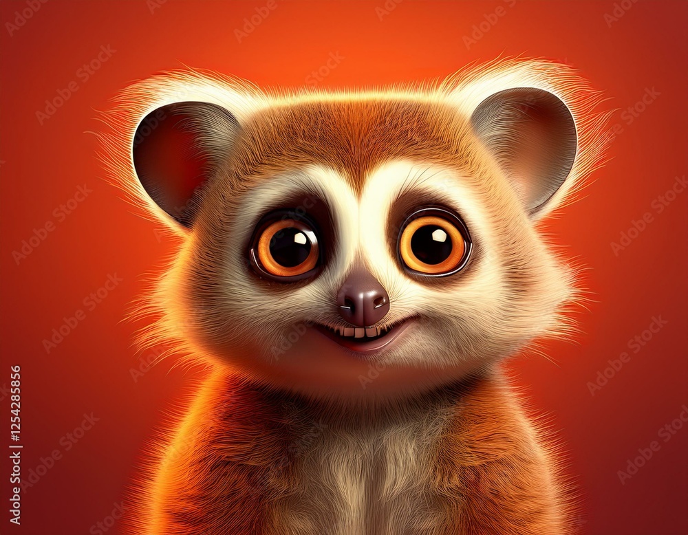 Niedliches Loris, roter Hintergrund Niedliches Loris, roter Hintergrund