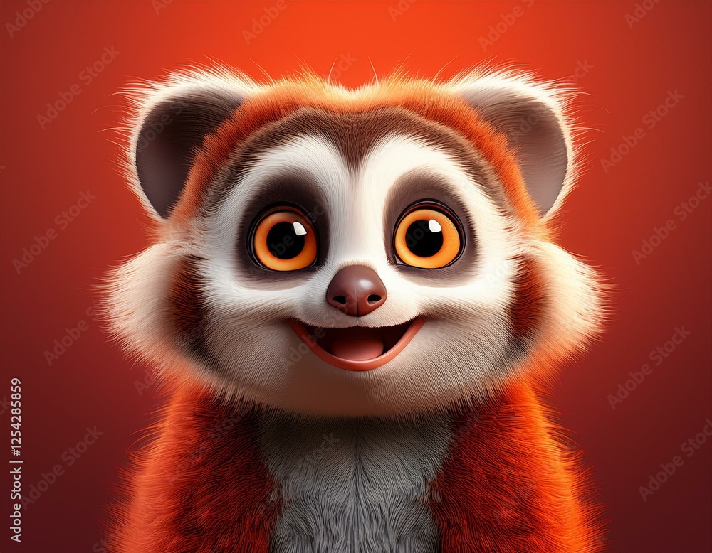 Niedliches Loris, roter Hintergrund Niedliches Loris, roter Hintergrund