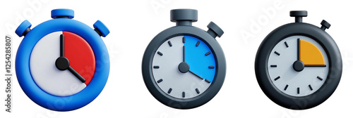 Timer icon isolated on white, cartoon 3d render, 300dpi