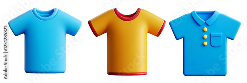T-shirt icon isolated on white, cartoon 3d render, 300dpi