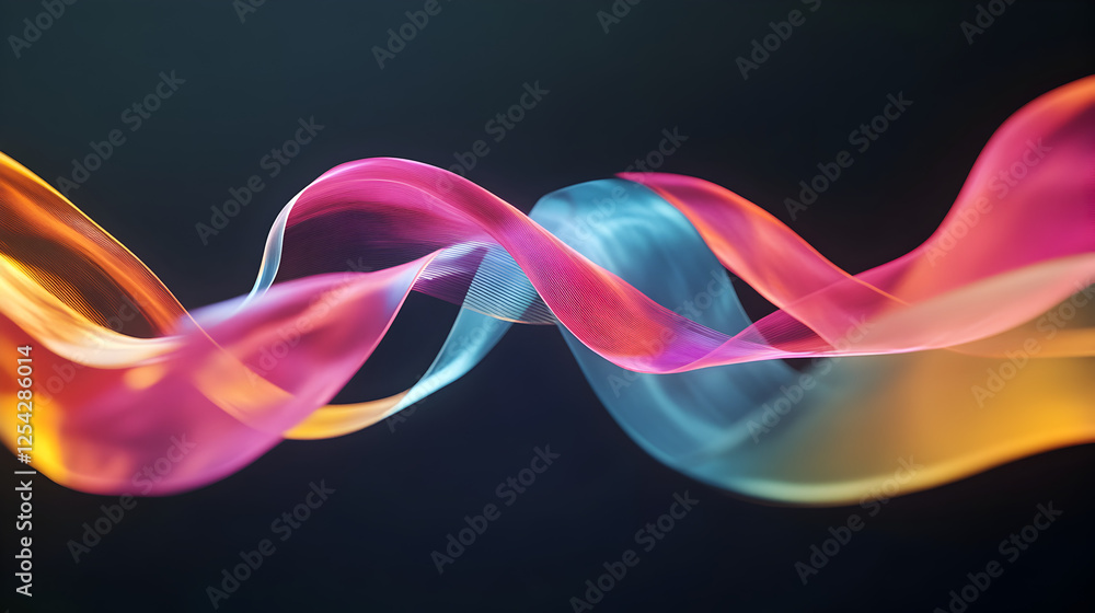 shot of a kinetic ribbon dancer creating fluid shapes in the air shot of a kinetic ribbon dancer creating fluid shapes in the air