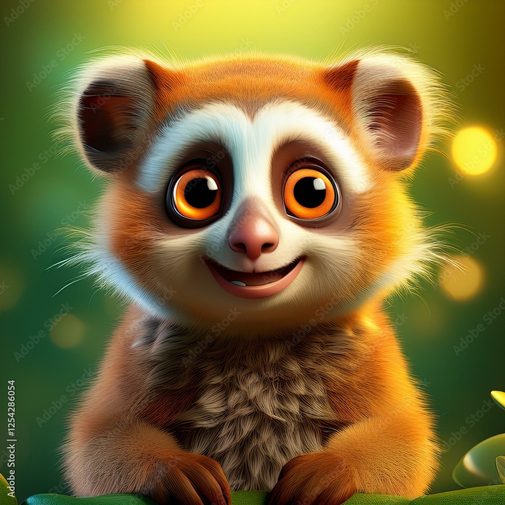 Niedliches Loris, grüner Hintergrund Niedliches Loris, grüner Hintergrund