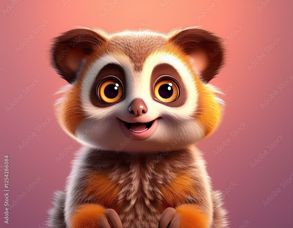 Niedliches Loris, rosa Hintegrund Niedliches Loris, rosa Hintegrund