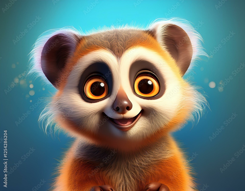 Niedliches Loris, blauer Hintergrund Niedliches Loris, blauer Hintergrund
