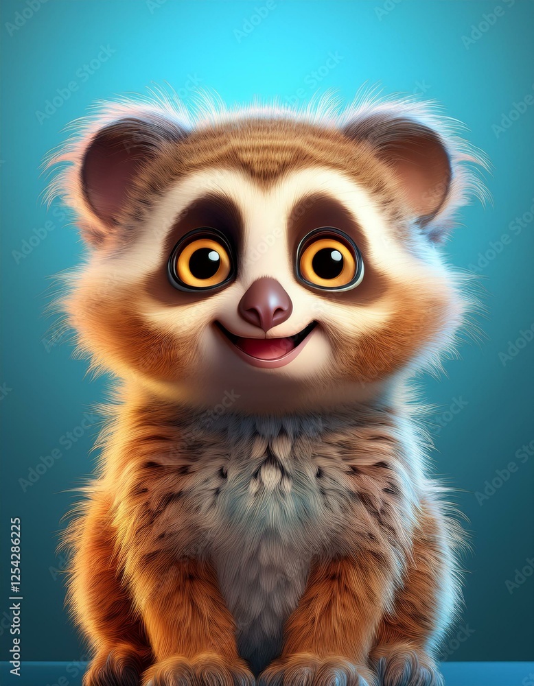 Niedliches Loris, blauer Hintergrund Niedliches Loris, blauer Hintergrund