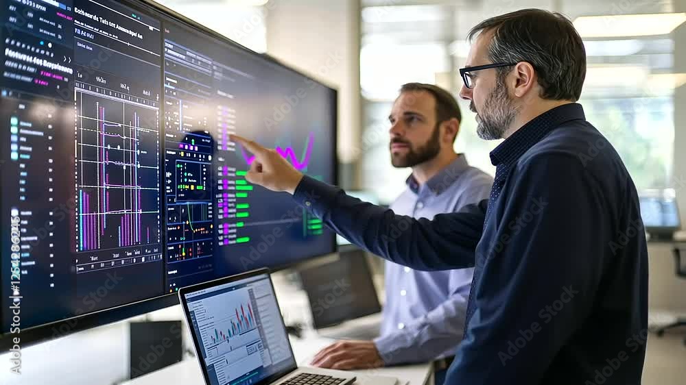 Teamwork in a high-tech telecommunications control center. Teamwork in a high-tech telecommunications control center.