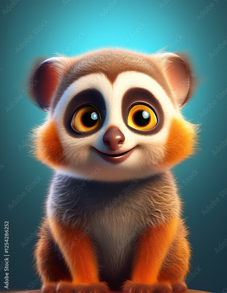 Niedliches Loris, blauer Hintergrund Niedliches Loris, blauer Hintergrund
