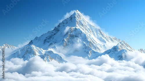 Wallpaper Mural Majestic snow-capped peak rises above clouds, Himalayan landscape, clear blue sky, inspirational backdrop Torontodigital.ca
