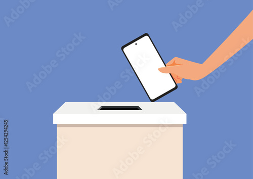 
Social Media Influencing Elections Vector Conceptual Illustration. Modern voter using technology being persuaded and manipulation in politics 