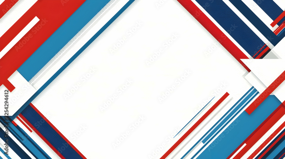 Fototapeta premium Abstract geometric background with red, blue, and white lines