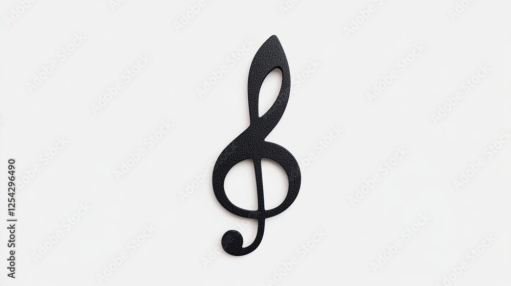 Black treble clef symbol isolated on a white background, representing music and creativity Black treble clef symbol isolated on a white background, representing music and creativity