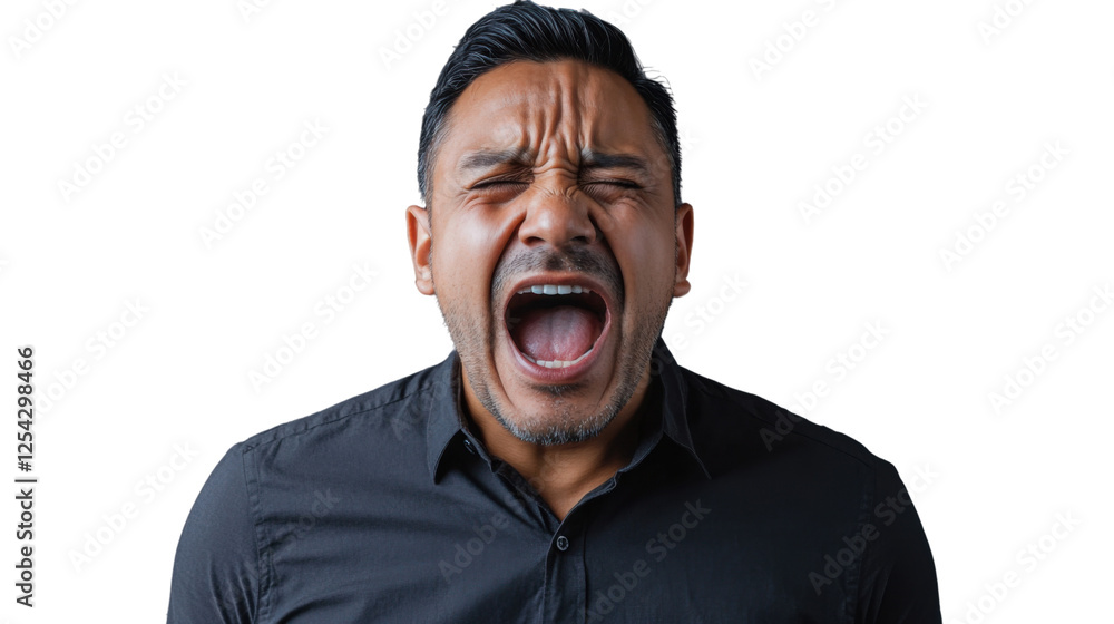 Businessman shouting with transparent background: expressing extreme emotion Businessman shouting with transparent background: expressing extreme emotion
