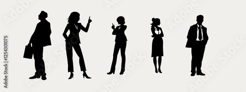 Vector illustration set silhouette business man and women. editable