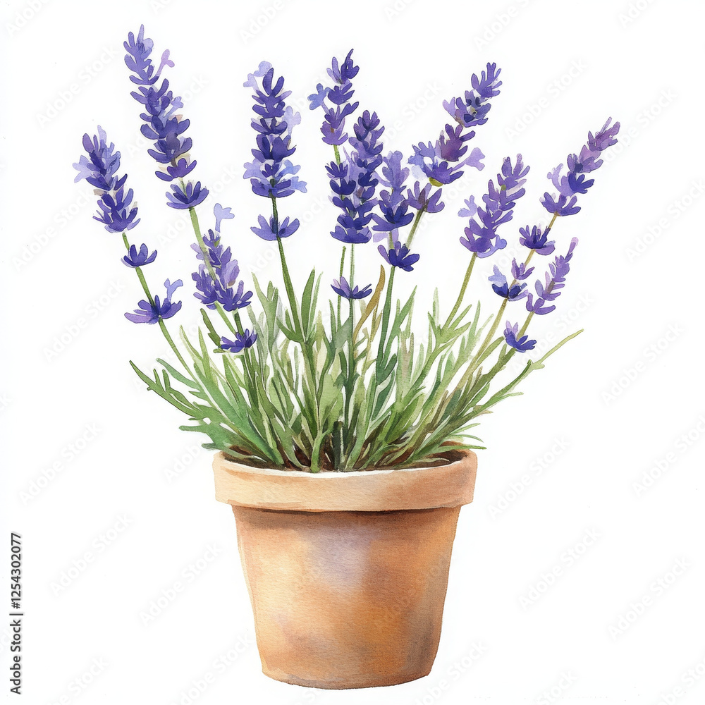Obraz premium Illustration boho style shows freshness of lavender in pot