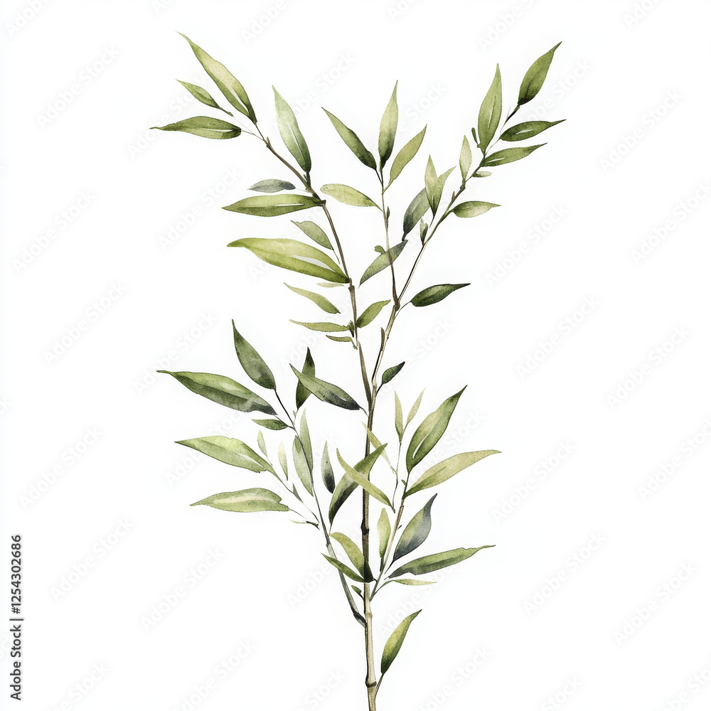 Fototapeta premium Realistic boho style water illustration evokes nature calming beauty