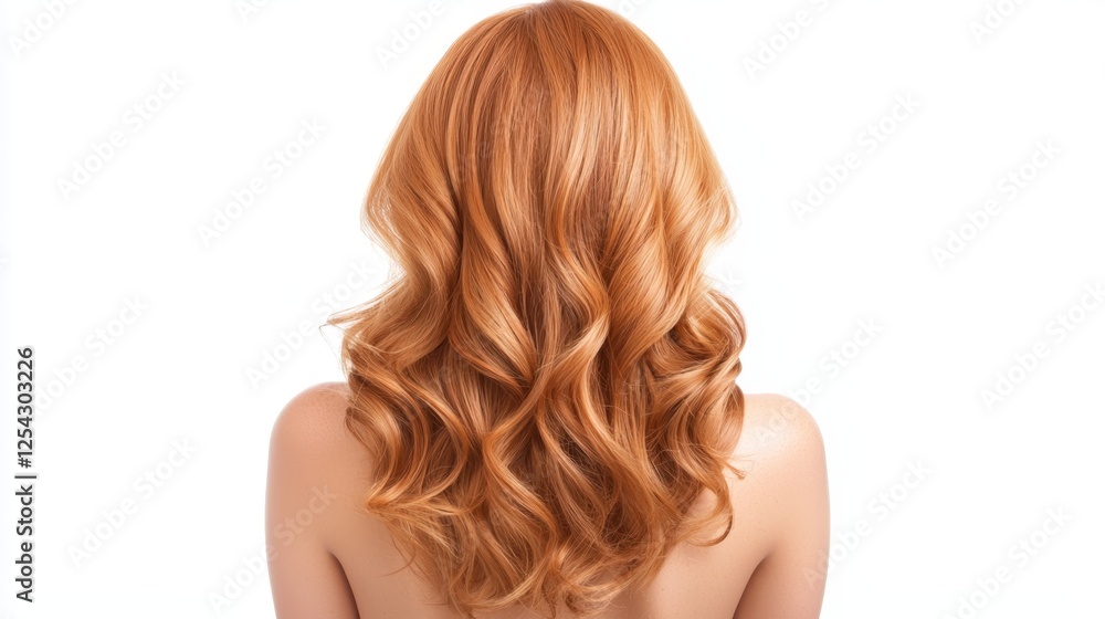 Fototapeta premium Gorgeous Long Wavy Hair in Vibrant Copper Color on White Background for Beauty and Fashion Use,3D rendering