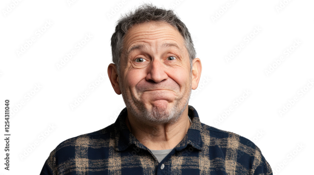 Obraz premium Mature man making grimace with transparent background