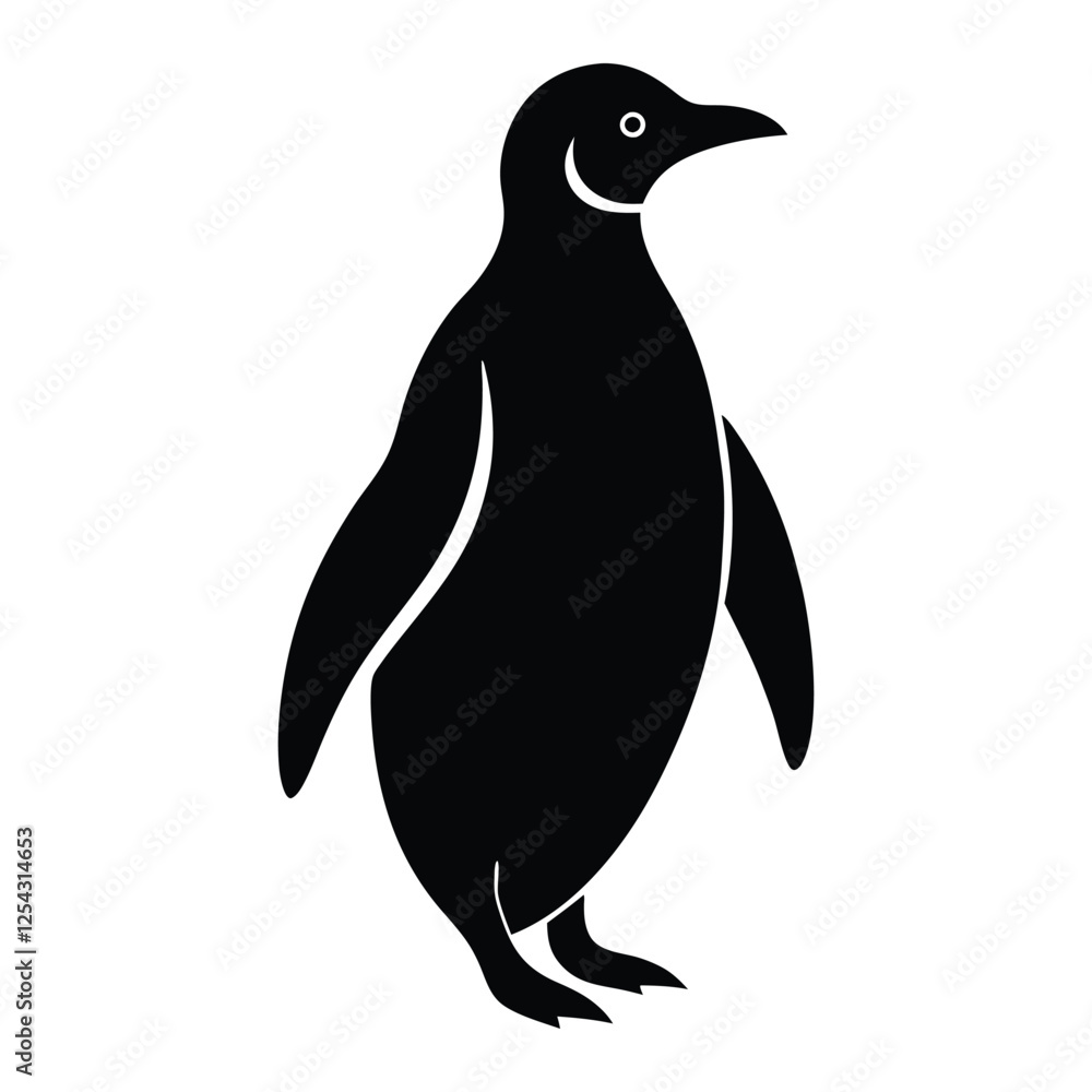 Naklejka premium Simple Black Penguin Silhouette Vector, concept of antarctica wildlife.