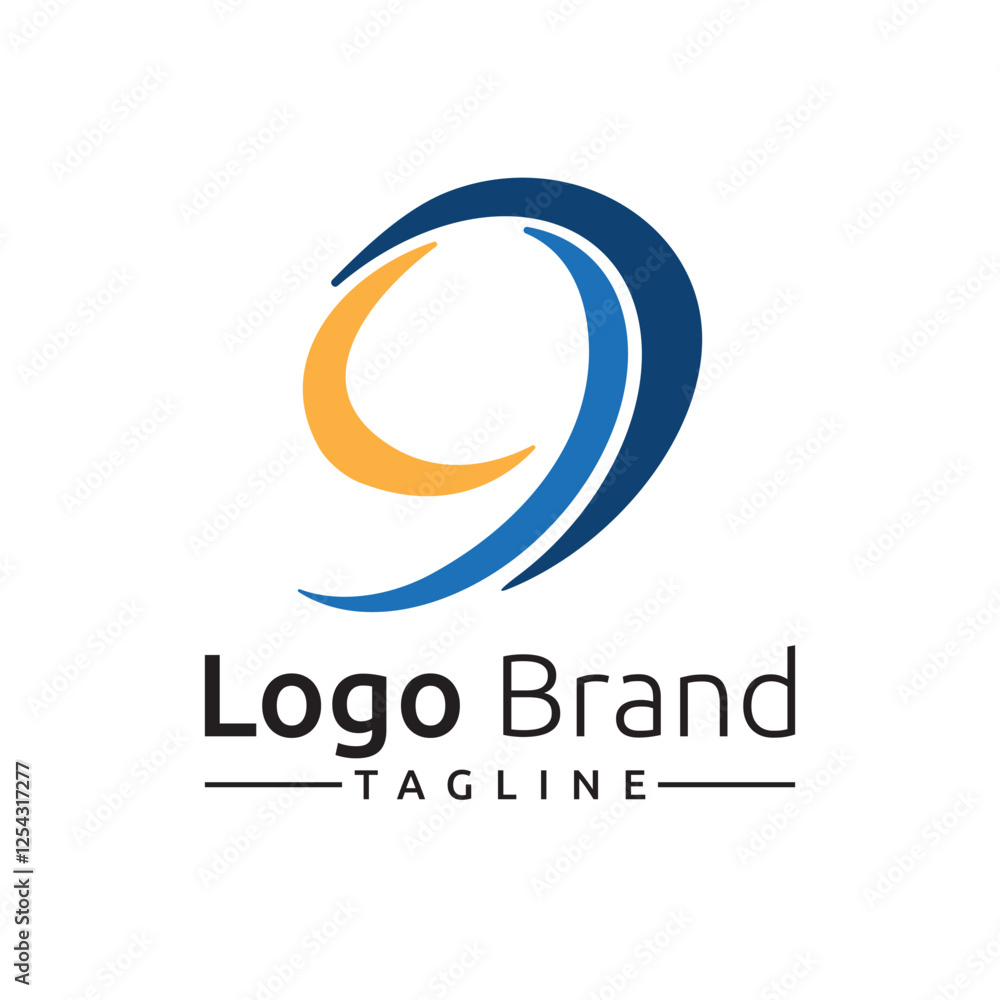 Fototapeta premium 9 Nine Number Abstract Business Logo Template
