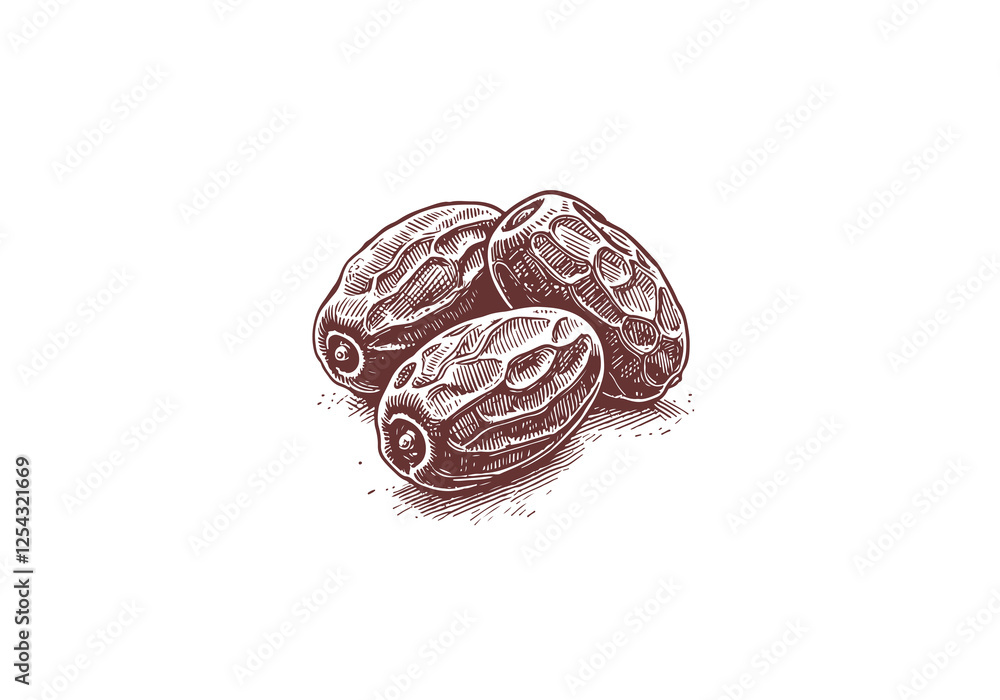 Date Palm fruit plant hand drawn sketch vector Date Palm fruit plant hand drawn sketch vector
