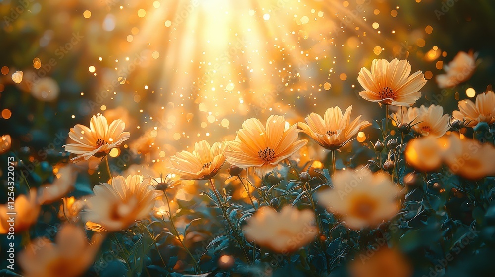 Fototapeta premium Radiant Cosmos in a Golden Garden